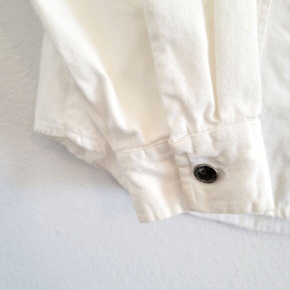 Ignite Basics White Denim Western Top with Metal buttons Women’s Large EUC - Picture 5 of 8